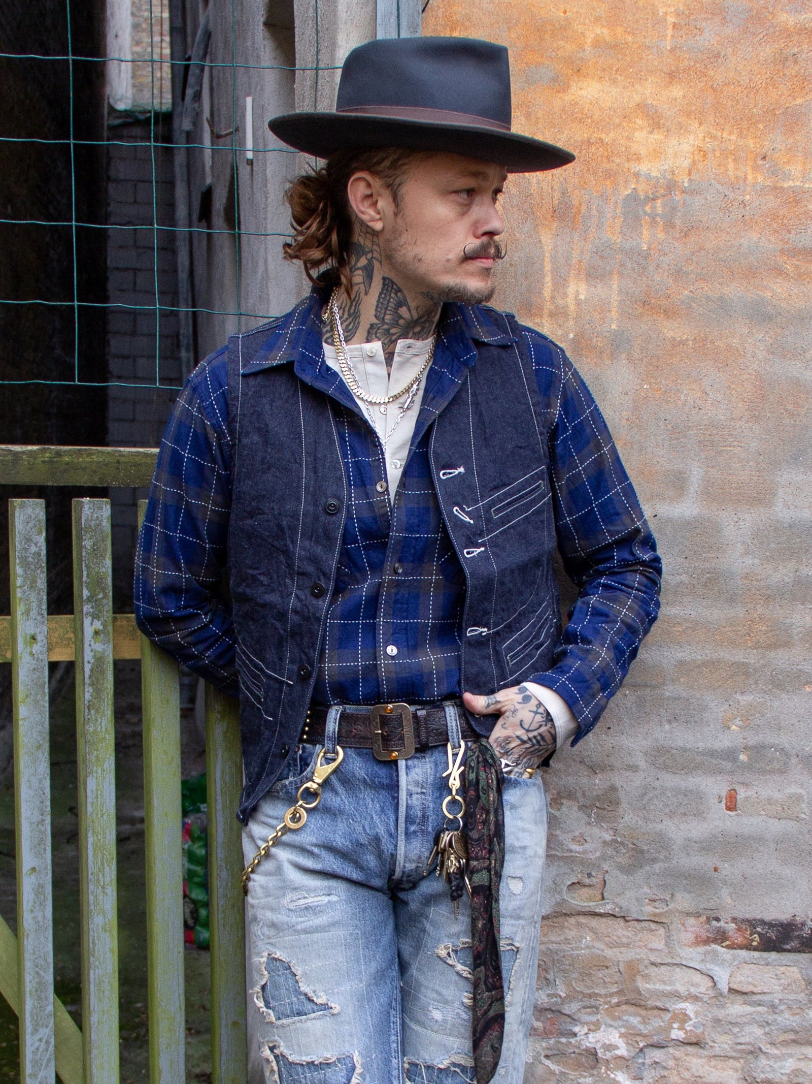 Sugar Cane Work Vest Blue Denim