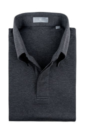 Charcoal Button Down Collar Polo Short Sleeve Davis Fit