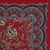 Silk Paisley Pocket Square In Red