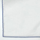 Linen And Cotton Pocket Square With Blue Edge