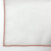 Linen And Cotton Pocket Square With Orange Edge