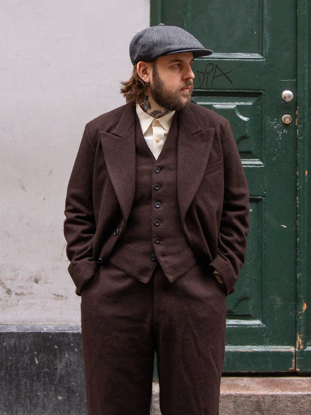 Belafonte Ragtime Clothing, Peaked Lapel Jacket Worn Yarn 29-11, Brown