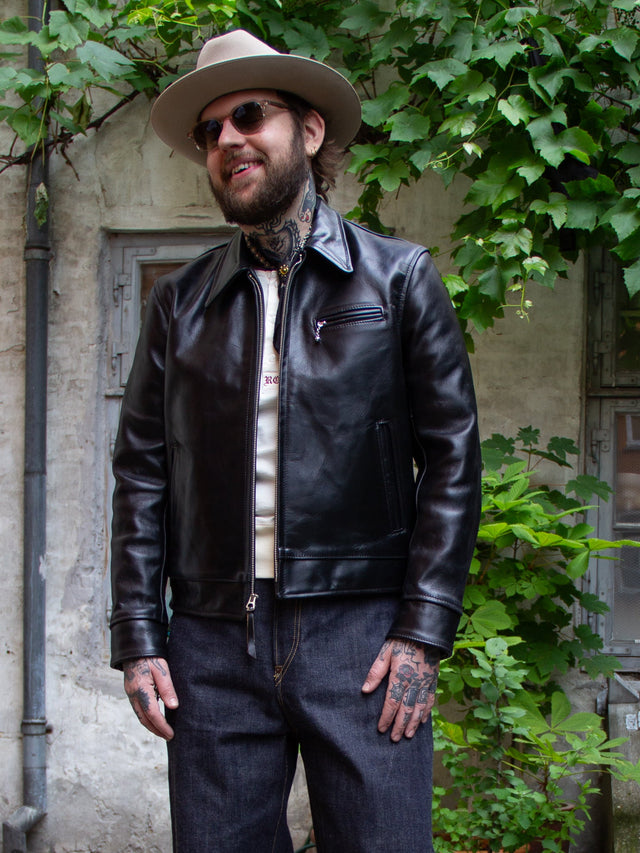 Aero Leather Clothing, 1930's Premier Highwayman, Black Chromexcel Horsehide