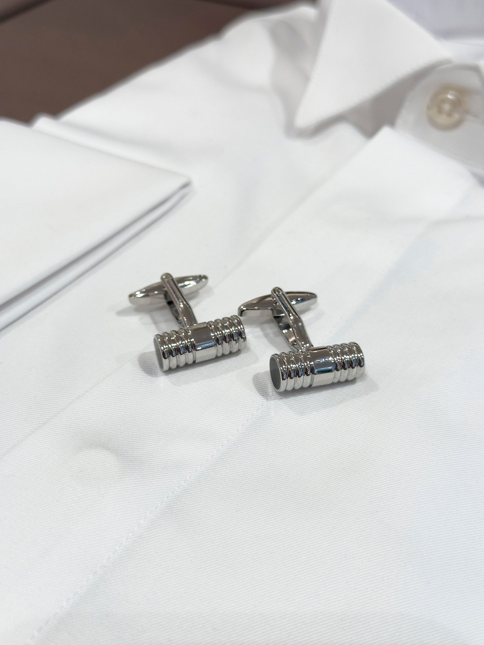 Boutons De Manchette Cylindre Argent