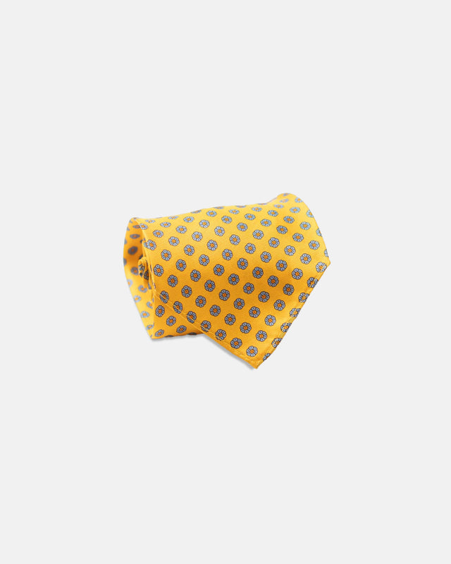 Yellow Foulard Unlined Tie