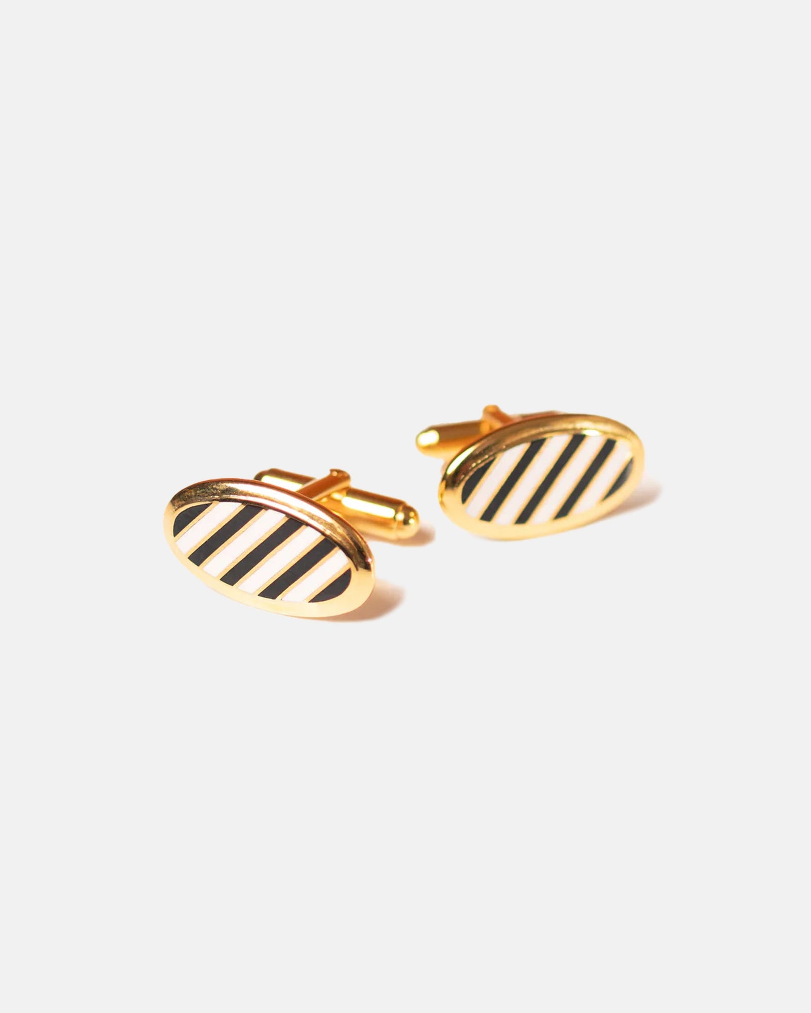 Made In Usa White Enamel Repp Stripe Cufflinks