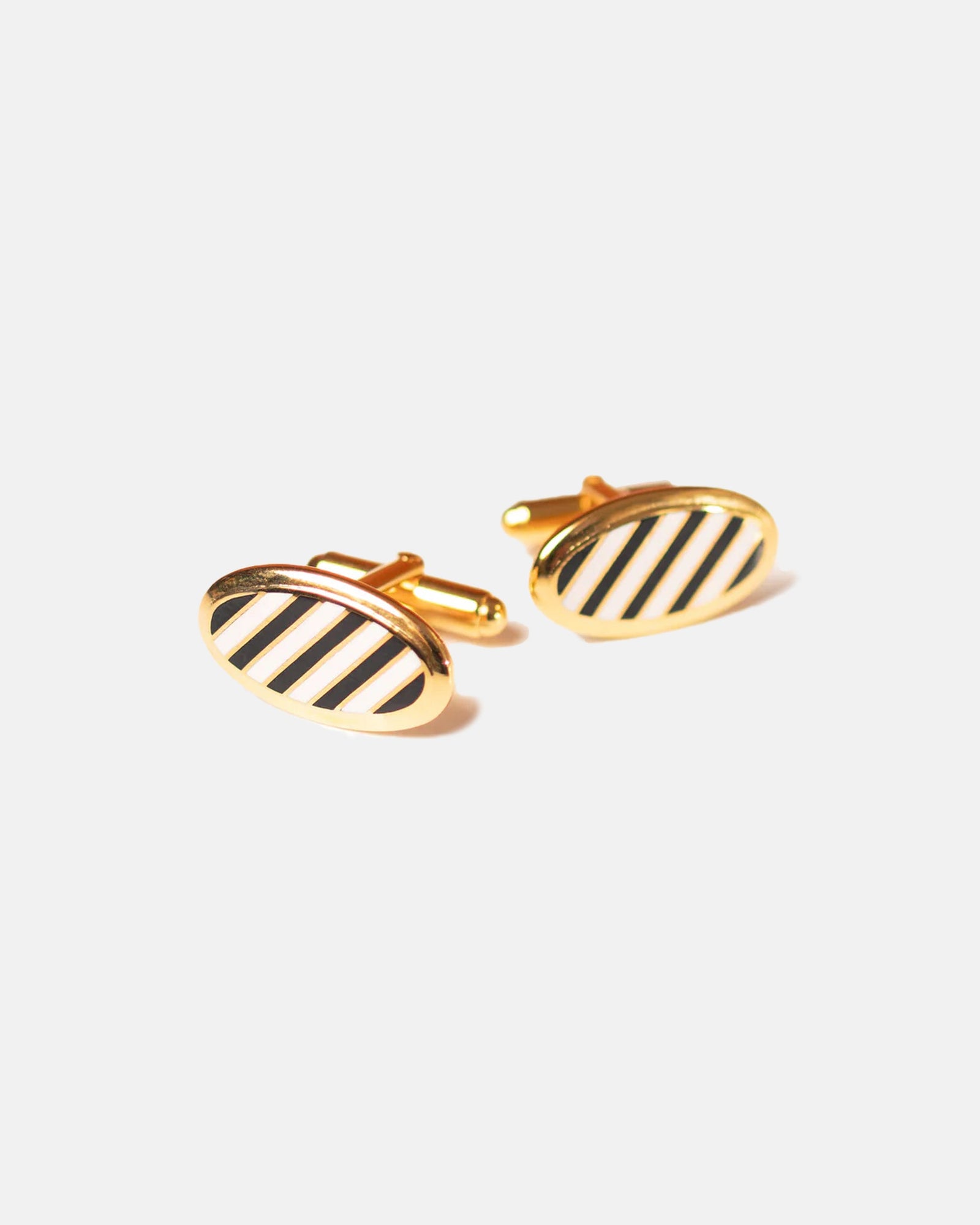 Made In Usa White Enamel Repp Stripe Cufflinks