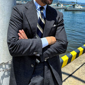 Japanese Repp Stripe Silk Tie Army