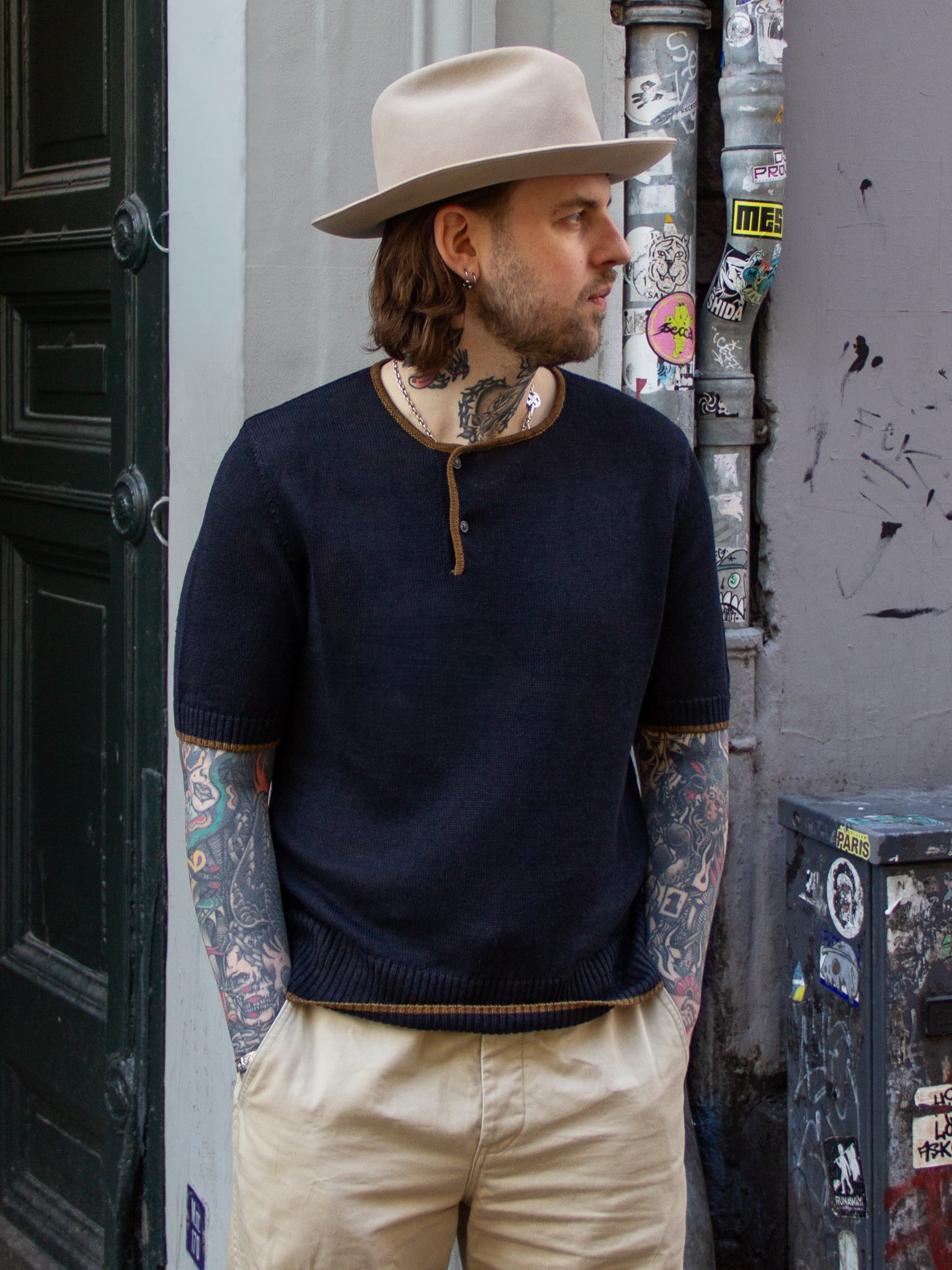 Max Rohr Side Buttons S S Sleeve Tobacco
