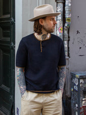 Max Rohr (G.R.P.), Side Buttons S/S Sleeve, Blue/ Tobacco