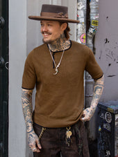Max Rohr (G.R.P.), Side Buttons S/S Sleeve, Tobacco/ Blue