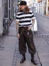 Belafonte Ragtime Clothing, Garage Border Hemrib Tee, 29-1, Black X White