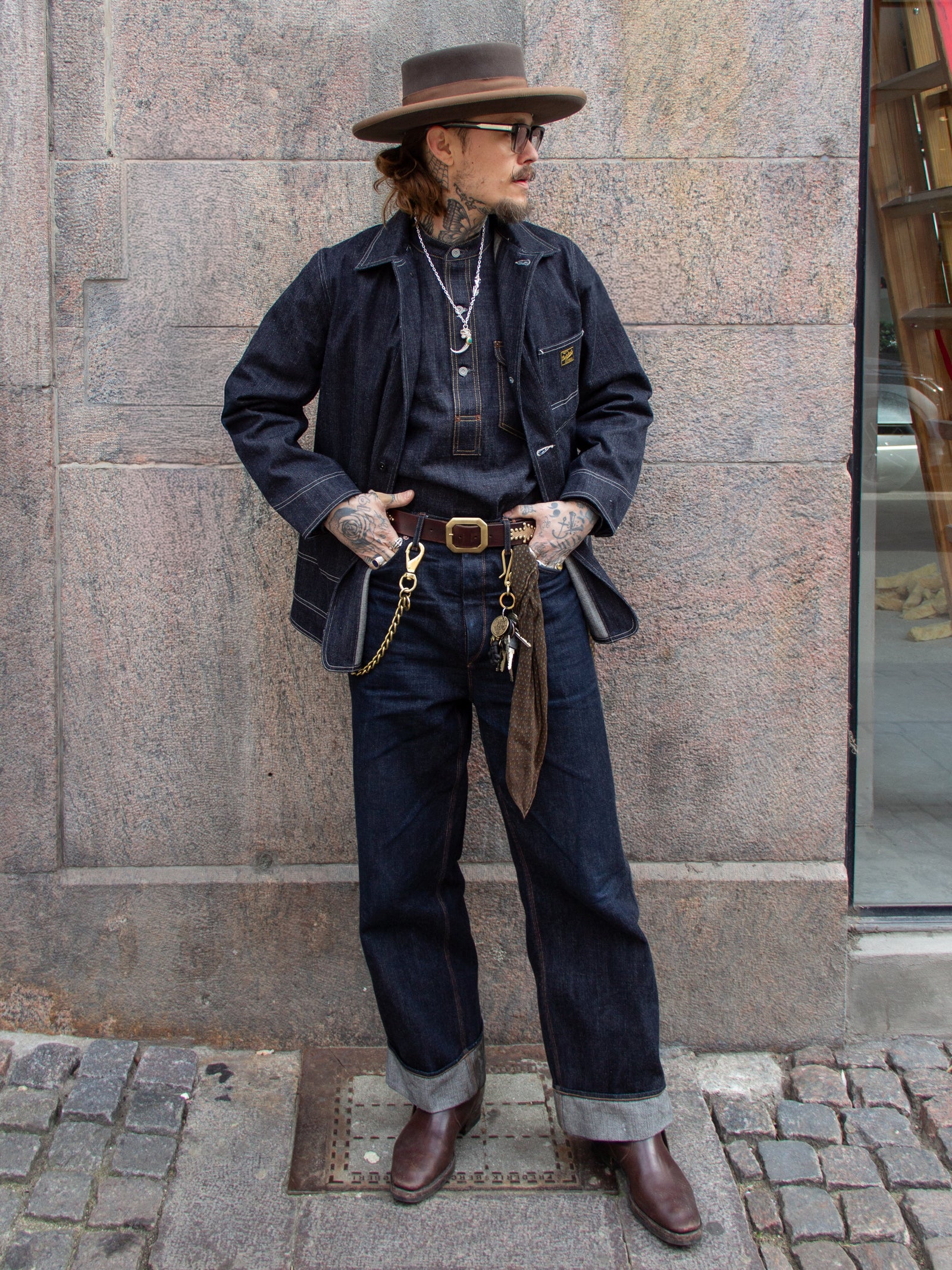 Belafonte Ragtime Clothing Pullover Band Collar Shirts Indigo 26 10