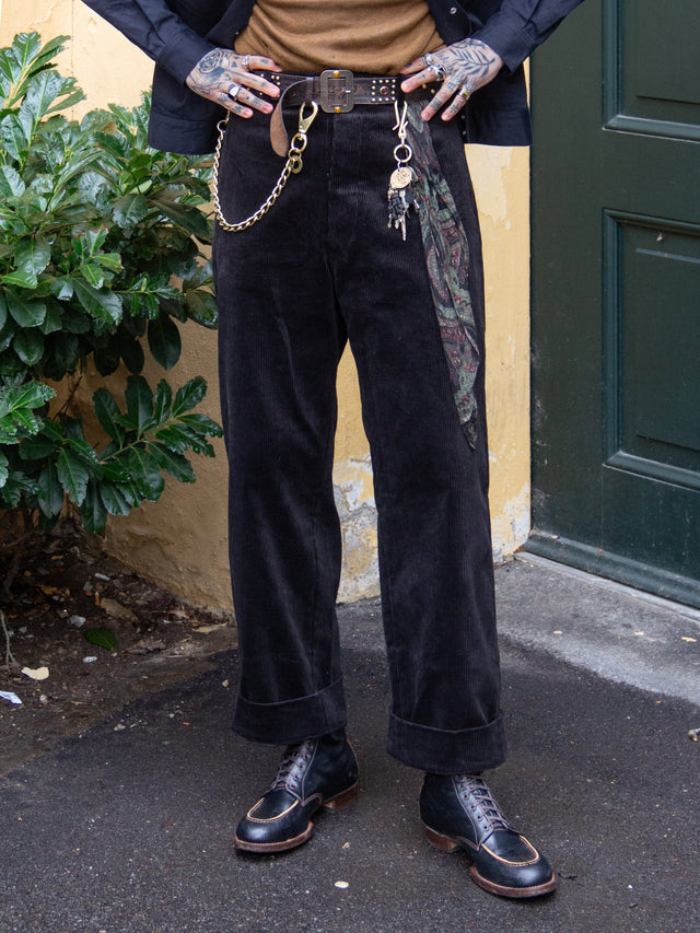 Belafonte Ragtime Clothing, Hiback Trouser, Heavy Cord Black BF-24-25