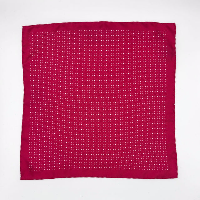 Silk Spotted Pocket Square in Dk Pink