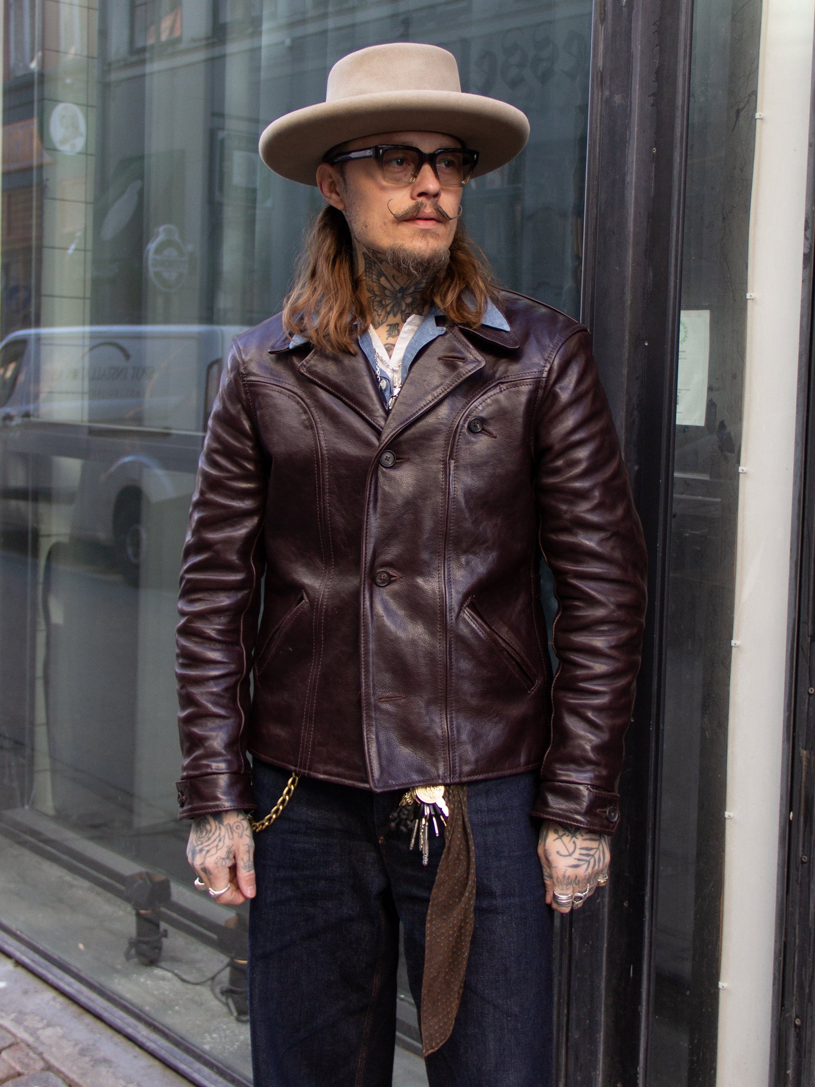 Aero Leather Clothing Rockafella Chestnut Badalassi Steerhide