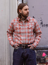Sugar Cane, Washer Herringbone Check Western Shirt, Lot no. SC29687, Red