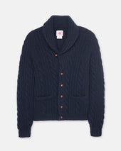 Made In Scotland Shawl Collar Cable Knit Cardigan