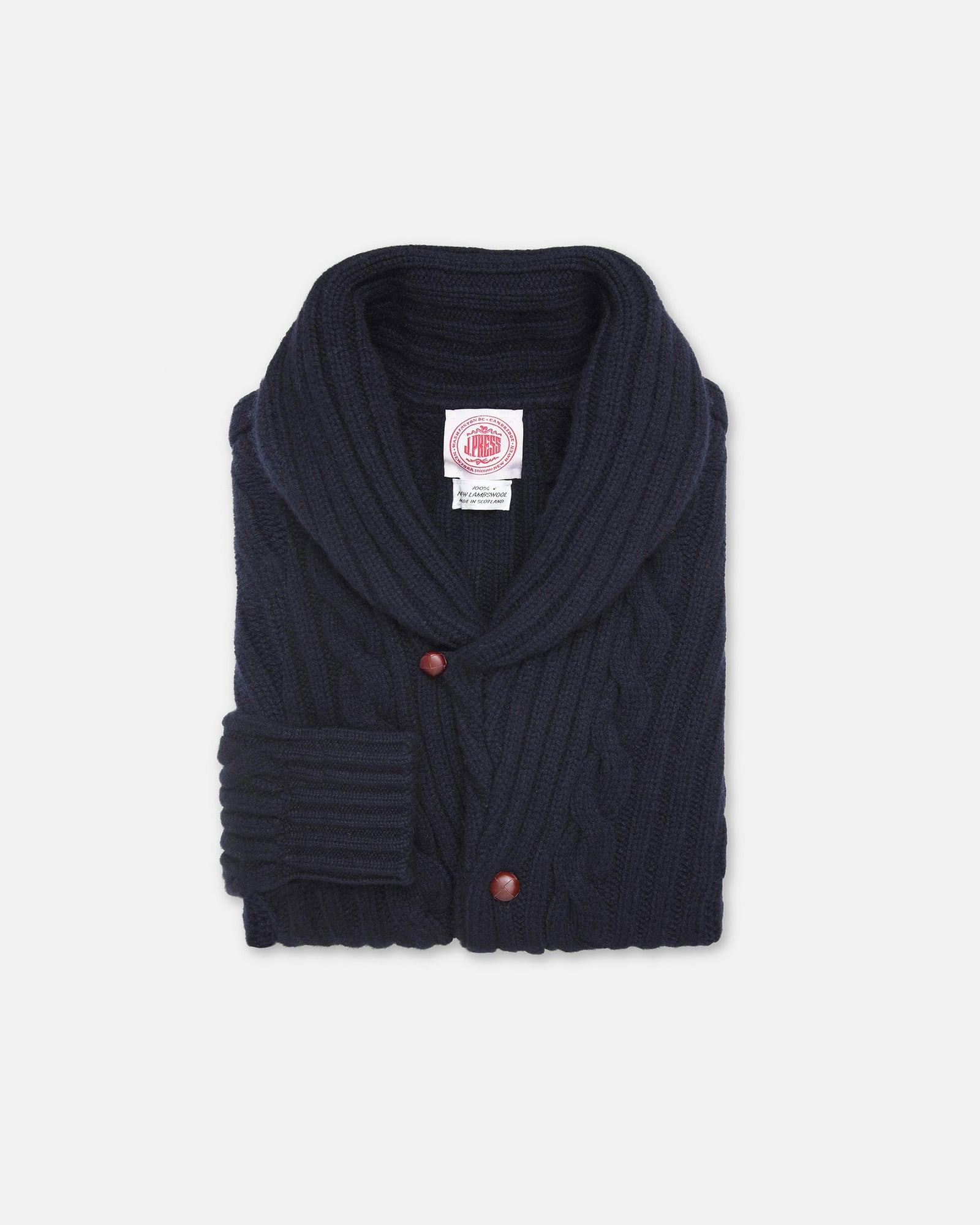 Made In Scotland Shawl Collar Cable Knit Cardigan