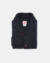Made In Scotland Shawl Collar Cable Knit Cardigan