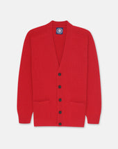 Red Lambswool Cardigan Sweater