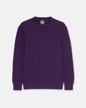 Made In Scotland Purple Cable Knit Cashmere Sweater