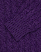 Made In Scotland Purple Cable Knit Cashmere Sweater
