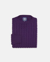 Made In Scotland Purple Cable Knit Cashmere Sweater