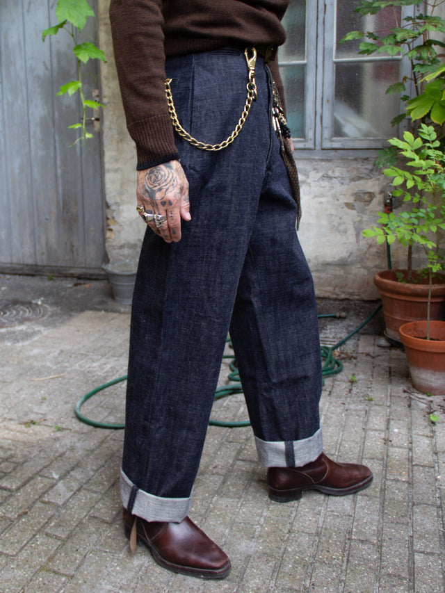 Belafonte Ragtime Clothing, Hiback Trouser Buckle Back, Indigo Rigid, 24-26