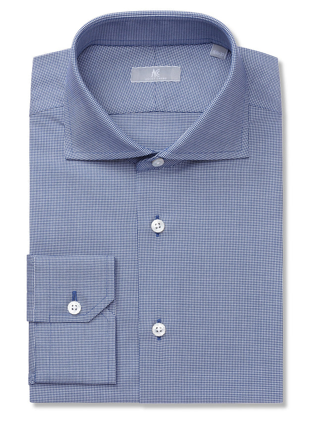 Navy Blue Houndstooth Shirt - Elgin Fit (SLIM)