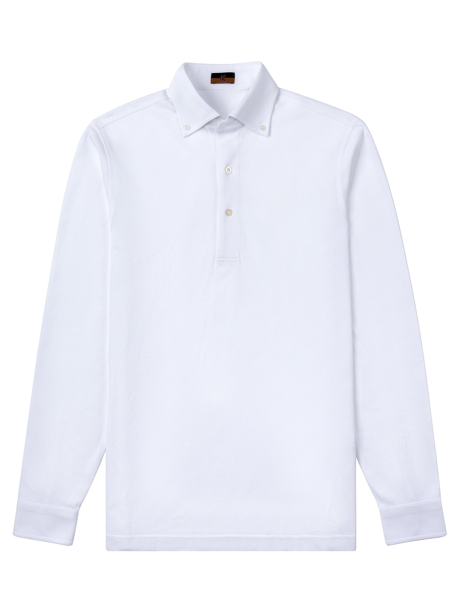 Long Sleeve White Polo Shirt - Davis Fit (Slim)
