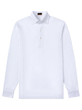 Long Sleeve White Polo Shirt - Davis Fit (Slim)