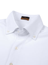 Long Sleeve White Polo Shirt - Davis Fit (Slim)