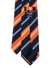 Drake's for Ascot Chang Navy and Orange Stripe Tie