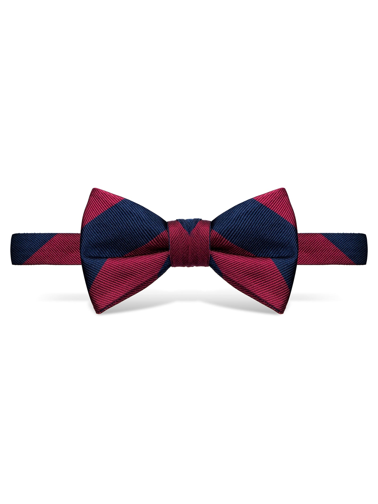 Burgundy and Navy Block Stripe Bow Tie - Self Tie