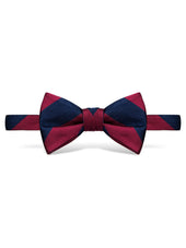 Burgundy and Navy Block Stripe Bow Tie - Self Tie