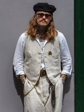 Belafonte Ragtime Service Vest Cotton Linen Beige Washer
