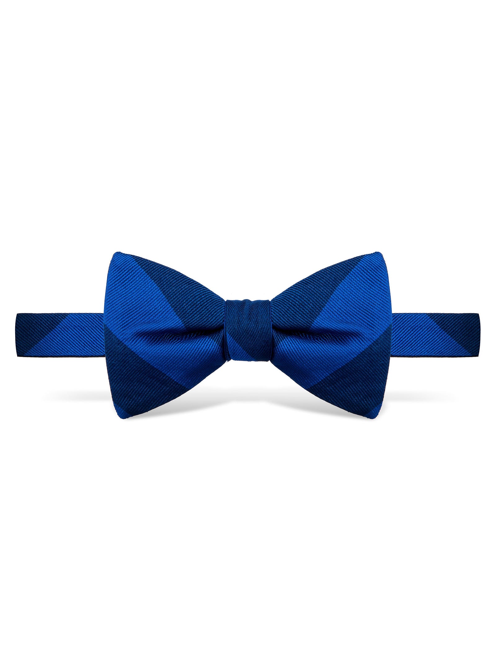 Blue and Navy Block Stripe Bow Tie - Self Tie