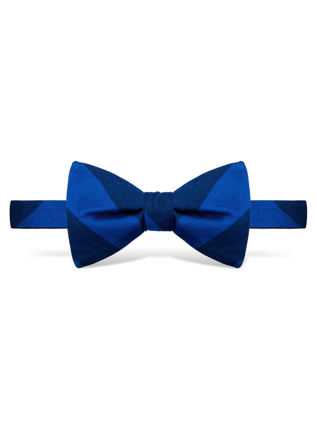 Blue and Navy Block Stripe Bow Tie - Self Tie