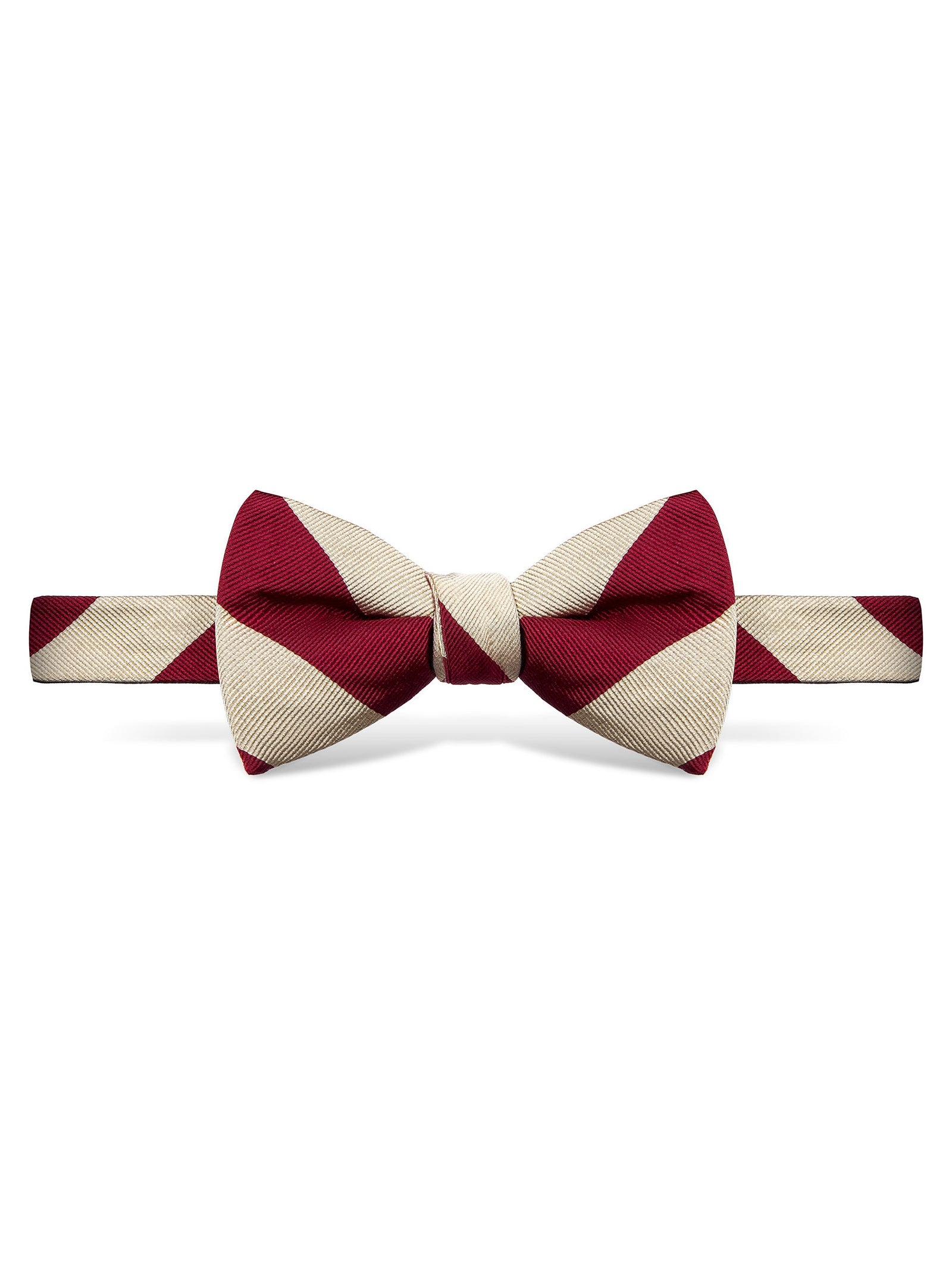 Pale Gold and Red Block Stripe Bow Tie - Self Tie