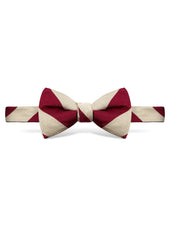 Pale Gold and Red Block Stripe Bow Tie - Self Tie