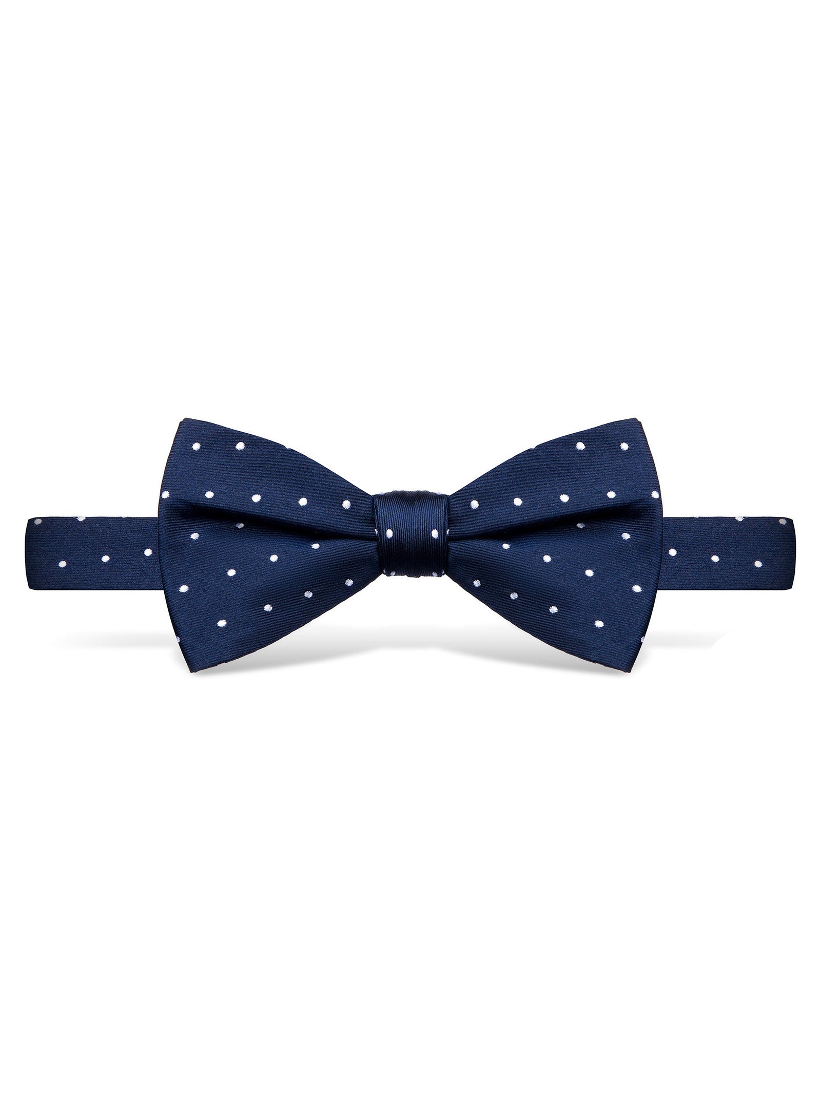 Navy Polka Dot Silk Bow Tie - Self Tie