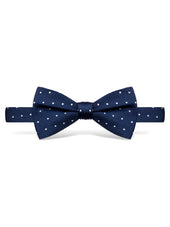 Navy Polka Dot Silk Bow Tie - Self Tie