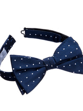 Navy Polka Dot Silk Bow Tie - Self Tie
