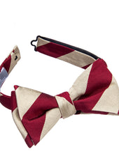 Pale Gold and Red Block Stripe Bow Tie - Self Tie
