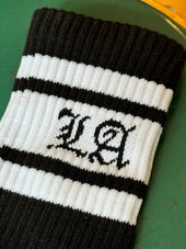 La Ca And White Striped Bamboo Tube Socks