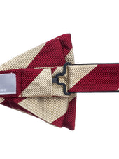 Pale Gold and Red Block Stripe Bow Tie - Self Tie