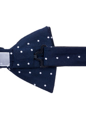 Navy Polka Dot Silk Bow Tie - Self Tie