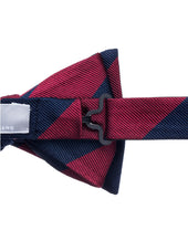Burgundy and Navy Block Stripe Bow Tie - Self Tie