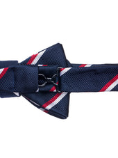 Navy Blue and Red Repp Stripe Batwing Bow Tie - Self Tie